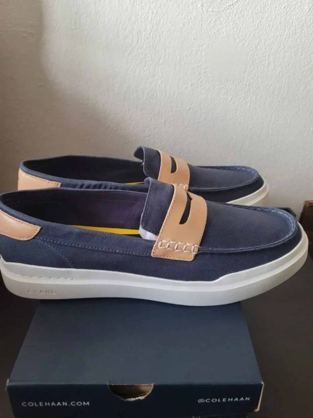 Cole Haan Men's GrandPro Rally Canvas Penny Loafers - Vintage Indigo Canvas NWOB